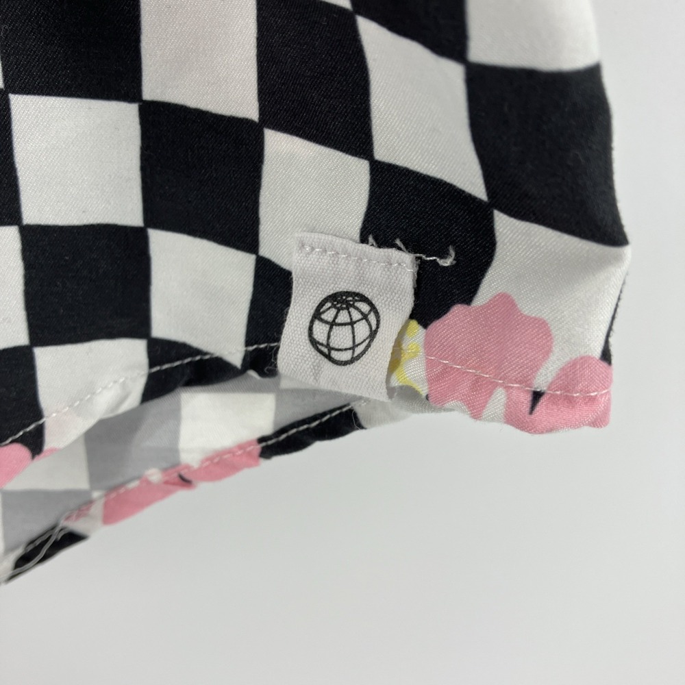 Free Planet Outfit Black Checkers And Flowers Two Piece Size Large Punk Y2K - Picture 6 of 9